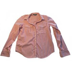 Lauren Ralph Lauren Red and White Striped Button-Up Shirt Size S